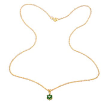 9ct gold Emerald/Diamond Cluster Pendant with chain